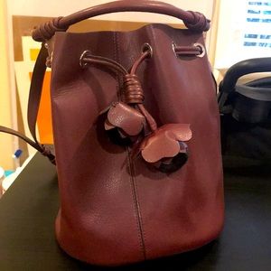 Burgundy barrel bag
